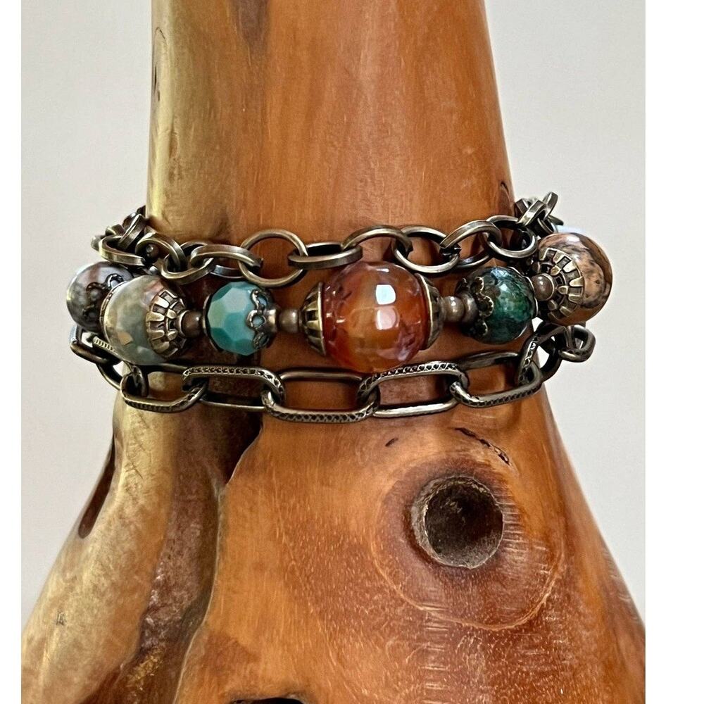 Carter Triple Layer Beaded Bracelet | Natural Stone | Dylan Designs